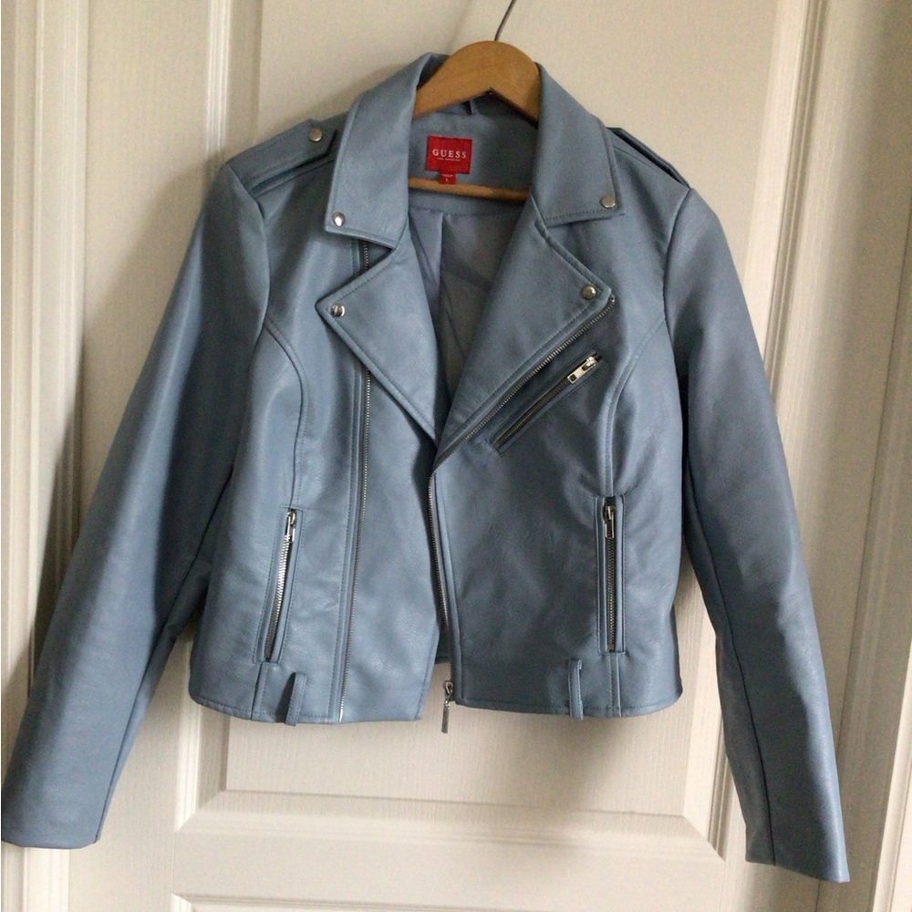 Guess moto blue jacket size large